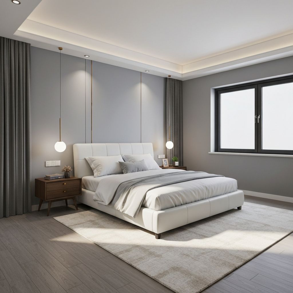 Quarto moderno 3D com dispositivos inteligentes