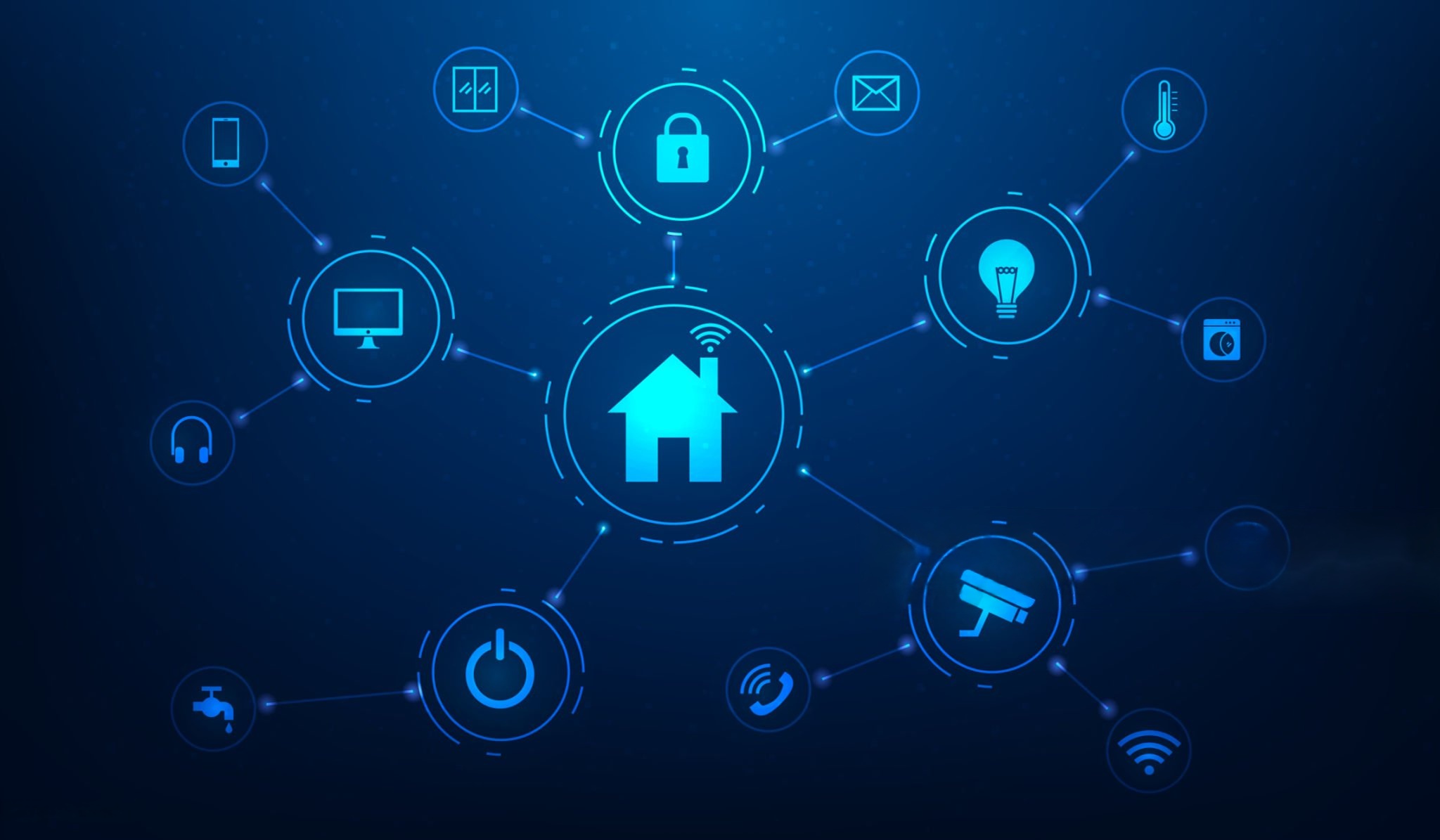 Fachada moderna de casa à noite com iluminação inteligente